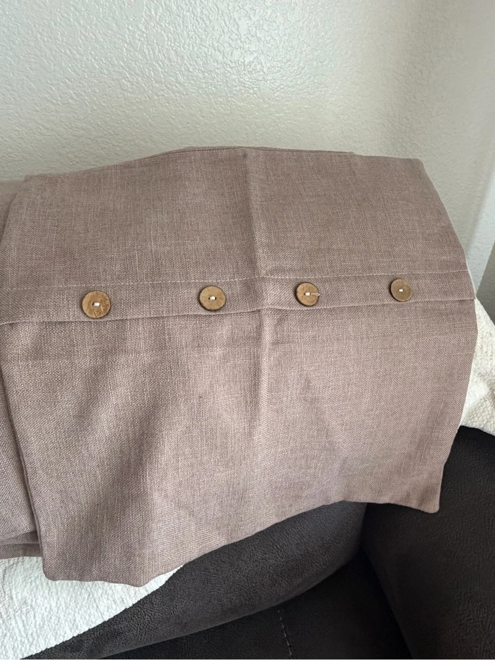 Neutral Linen Button-Accent Throw Pillow Cover 19x19 (4 covers)